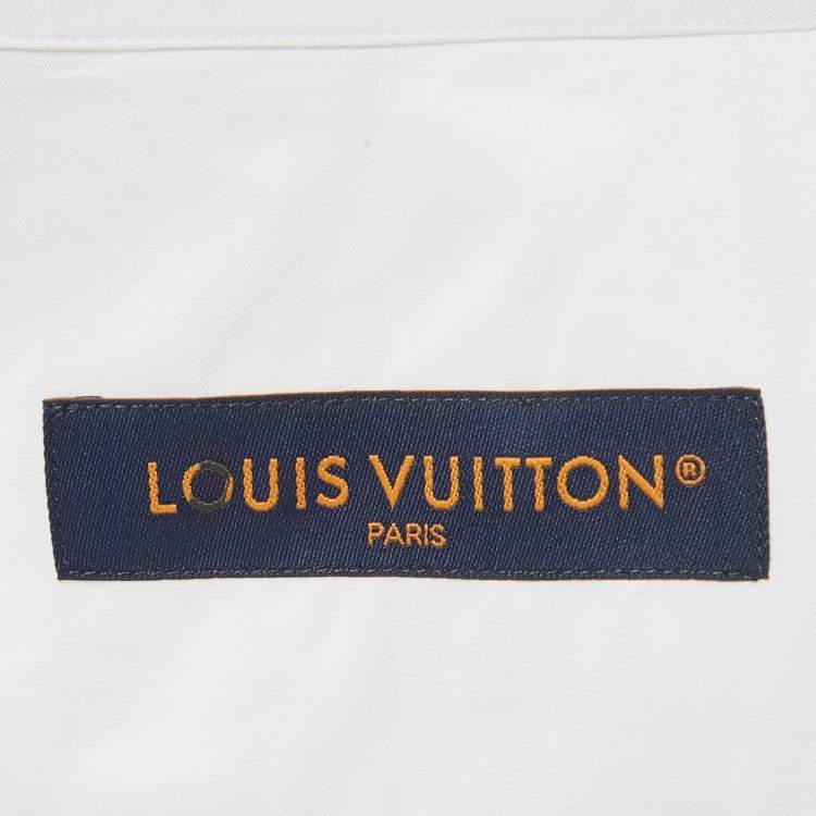 Pre Owned قميص لوي فيتون أكمام طويلة قطن طباعة متدرج أبيض كبير