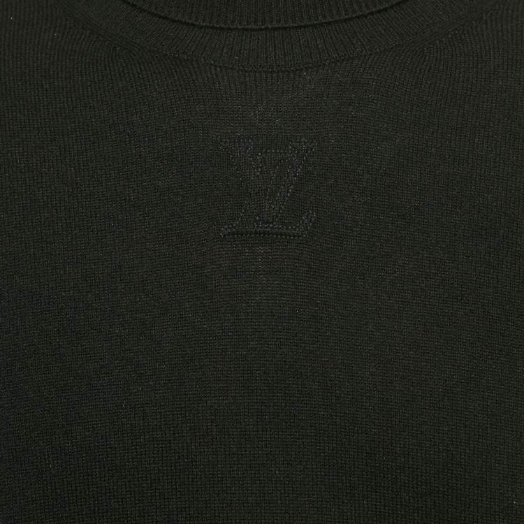 Pre Owned Louis Vuitton Black Logo Embossed Cashmere Knit Sweater XL