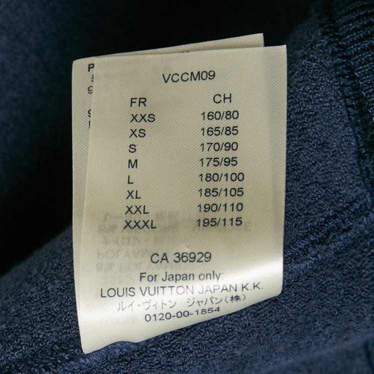 Pre Owned Louis Vuitton Navy Blue Cotton Knit Zip Front Jacket L