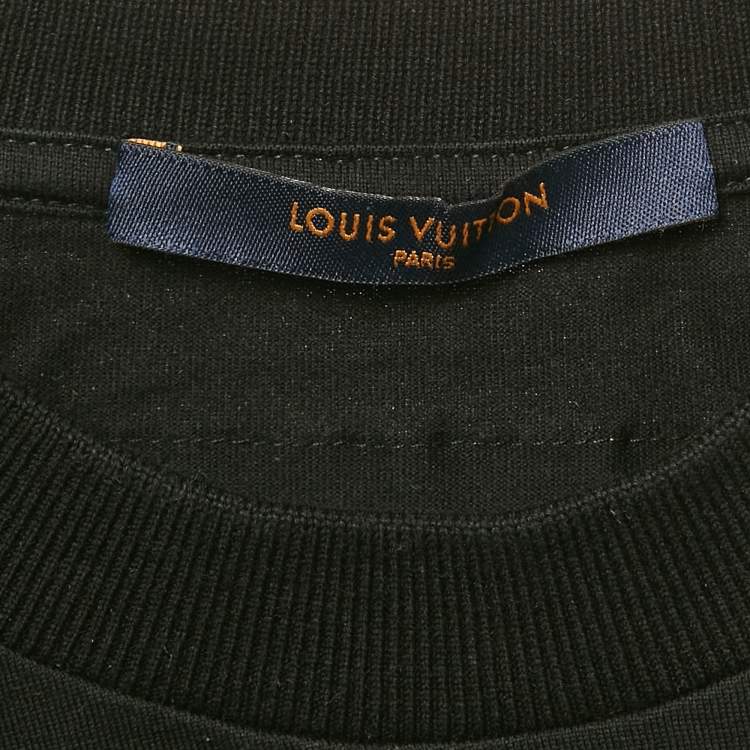 Pre Owned Louis Vuitton Black LV Cartoon Intarsia Jersey T-Shirt M