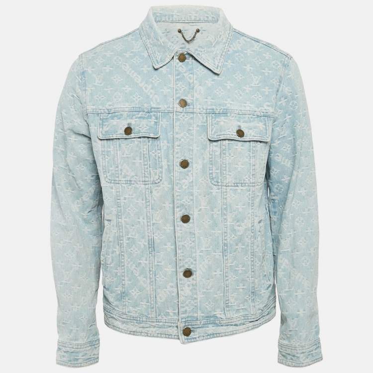مملوكة مسبقًا Louis Vuitton X Supreme Blue Monogram Denim Trucker Jacket XL
