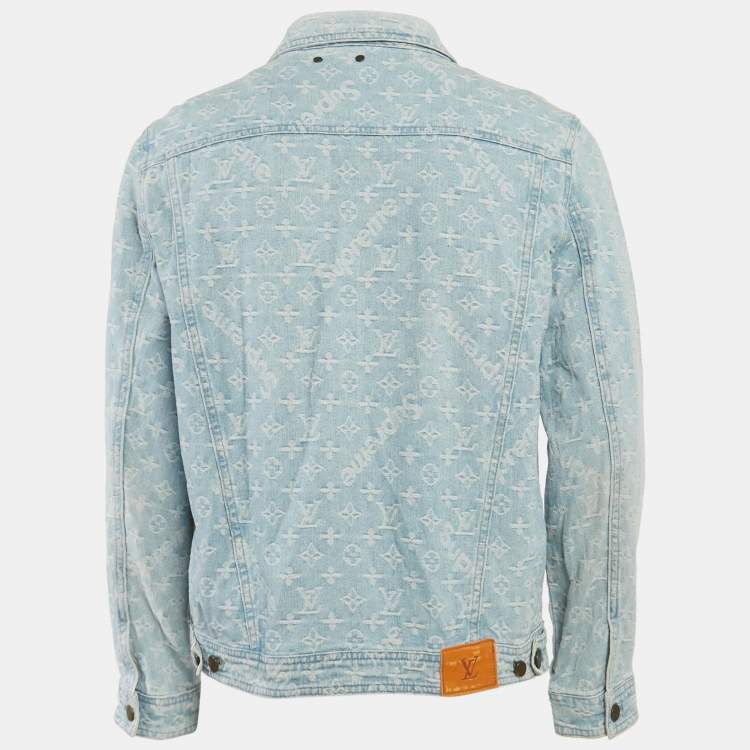 مملوكة مسبقًا Louis Vuitton X Supreme Blue Monogram Denim Trucker Jacket XL