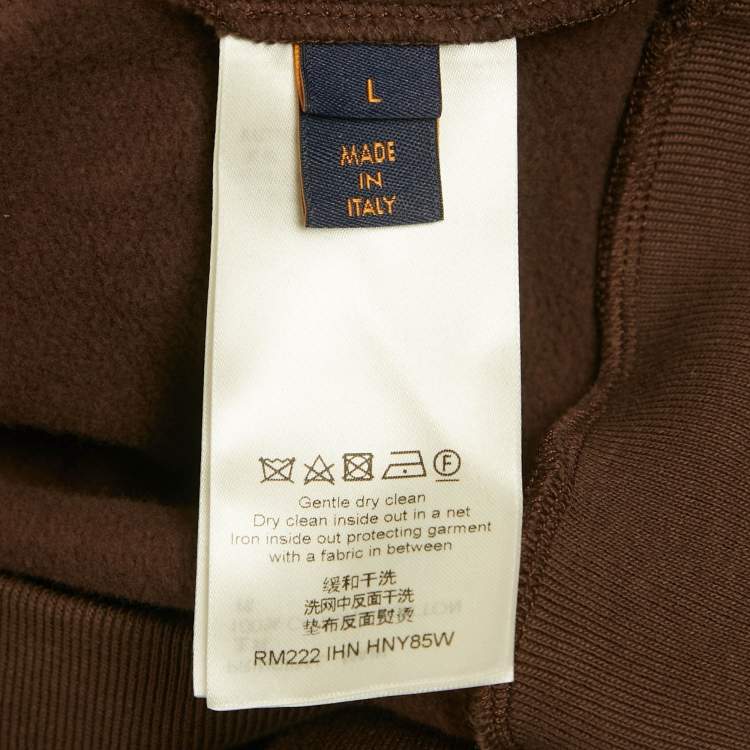 مملوكة مسبقًا Louis Vuitton Brown Bee Patch Cotton Hoodie L