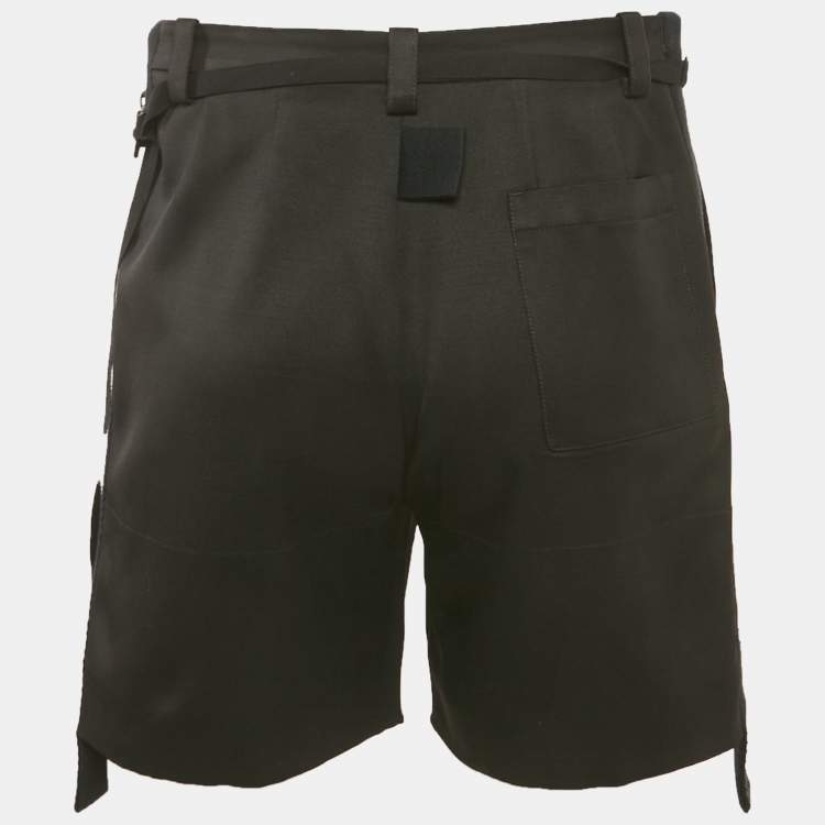 Pre Owned Louis Vuitton Black Gabardine Tape Shorts M/Waist 26"