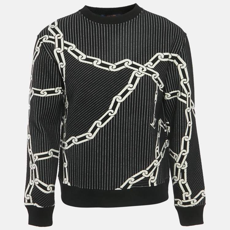 Pre Owned  Louis Vuitton Black /White Cotton Blend 3D Effect Sweatshirt S