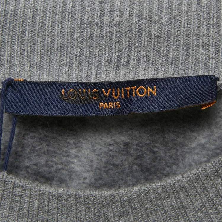 مملوكة مسبقًا Louis Vuitton Grey Wool Blend Logo Detail Sweatshirt S
