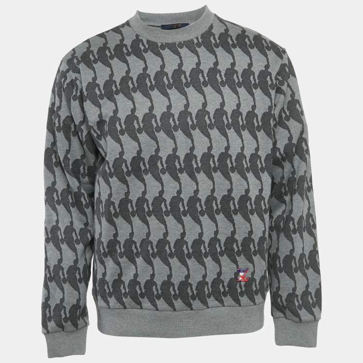 مملوكة مسبقًا Louis Vuitton Grey Wool Blend Logo Detail Sweatshirt S