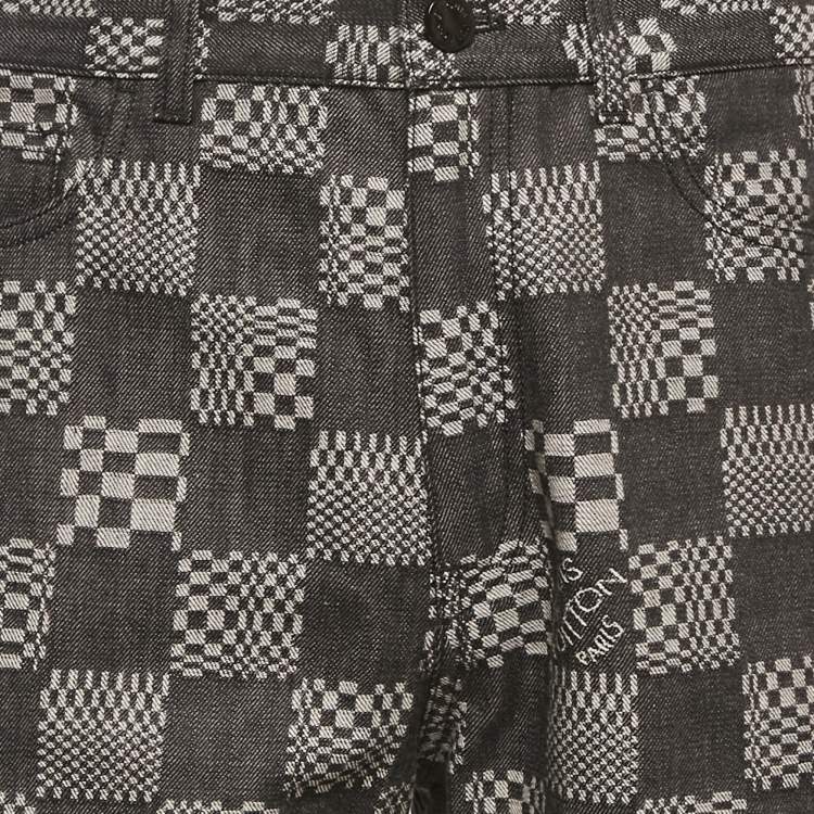Pre Owned Louis Vuitton Black Damier Denim Jeans L/Waist 34"