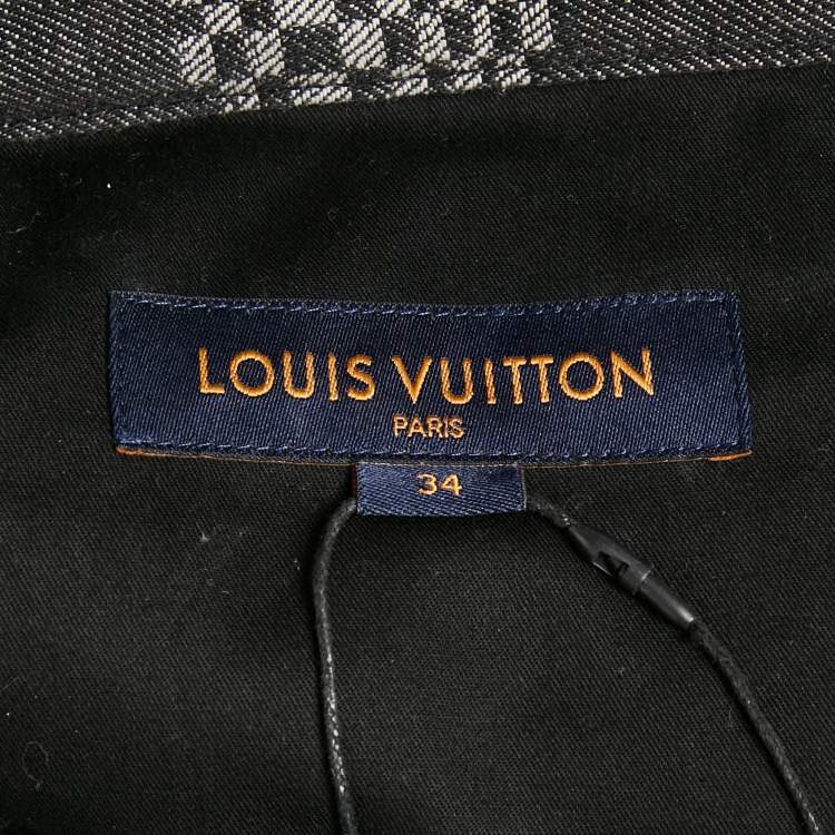 Pre Owned Louis Vuitton Black Damier Denim Jeans L/Waist 34"
