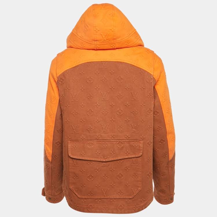 Pre Owned Louis Vuitton Brown Monogram Denim Carpenter Hooded Jacket L