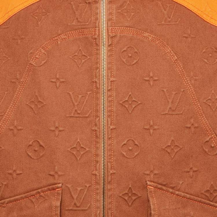 Pre Owned Louis Vuitton Brown Monogram Denim Carpenter Hooded Jacket L