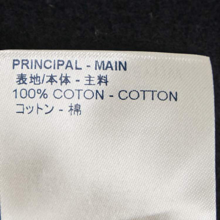 مملوكة مسبقًا Louis Vuitton Navy Blue Knit Leather Trim Zip Up Jacket S