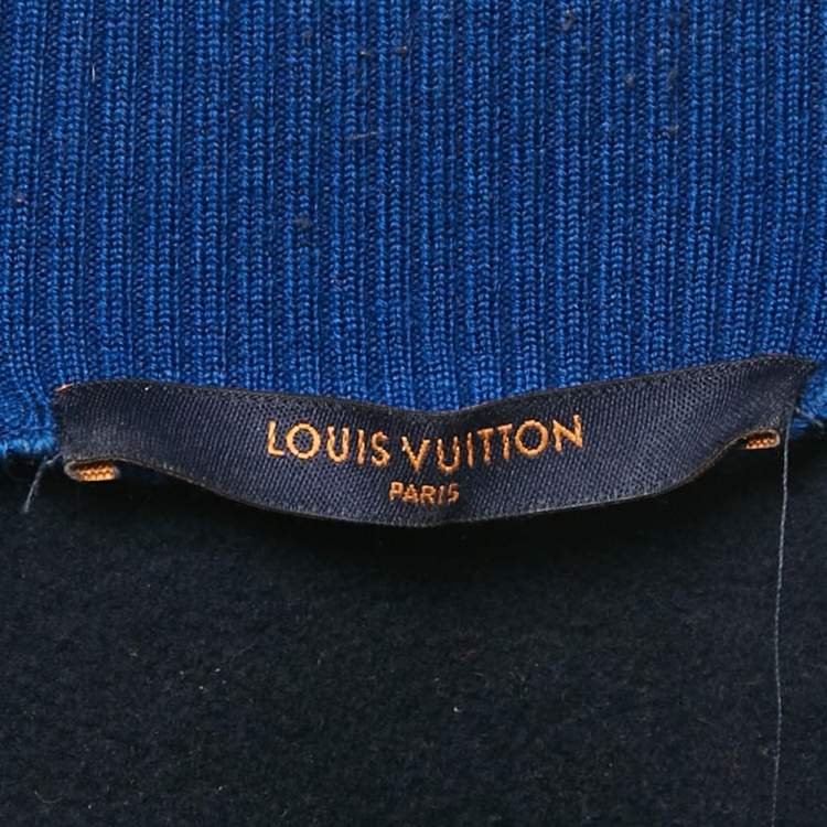 Pre Owned Louis Vuitton Navy Blue Knit Zip Detail Sweatshirt M