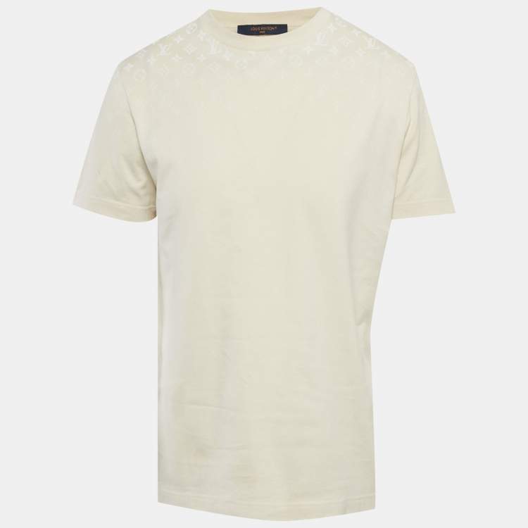 مملوكة مسبقًا Louis Vuitton Cream Monogram Gradient Cotton Knit T-Shirt M