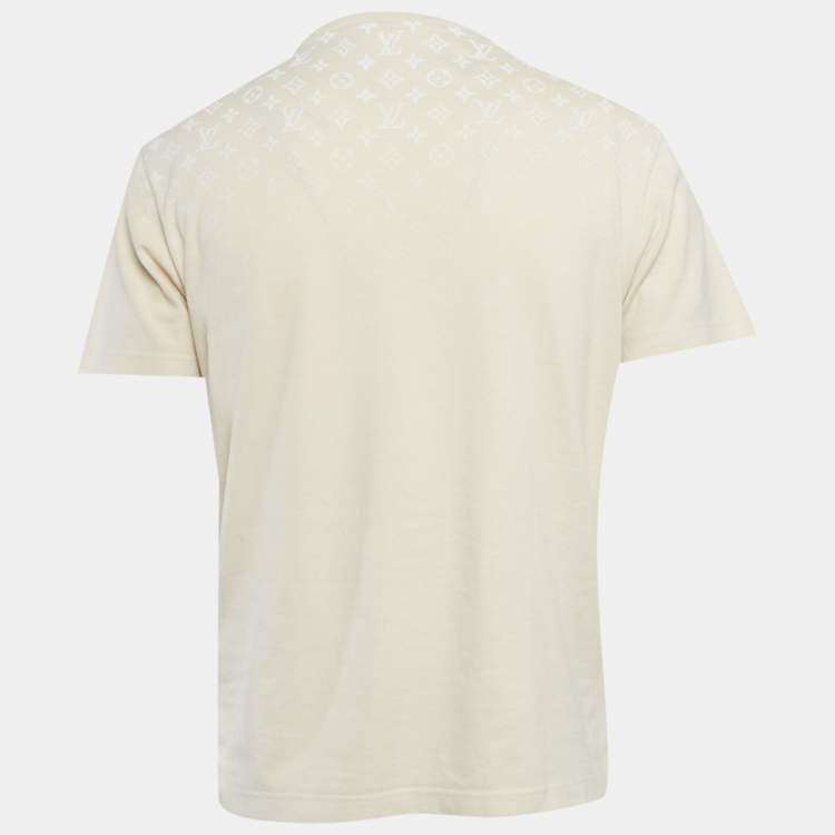 مملوكة مسبقًا Louis Vuitton Cream Monogram Gradient Cotton Knit T-Shirt M