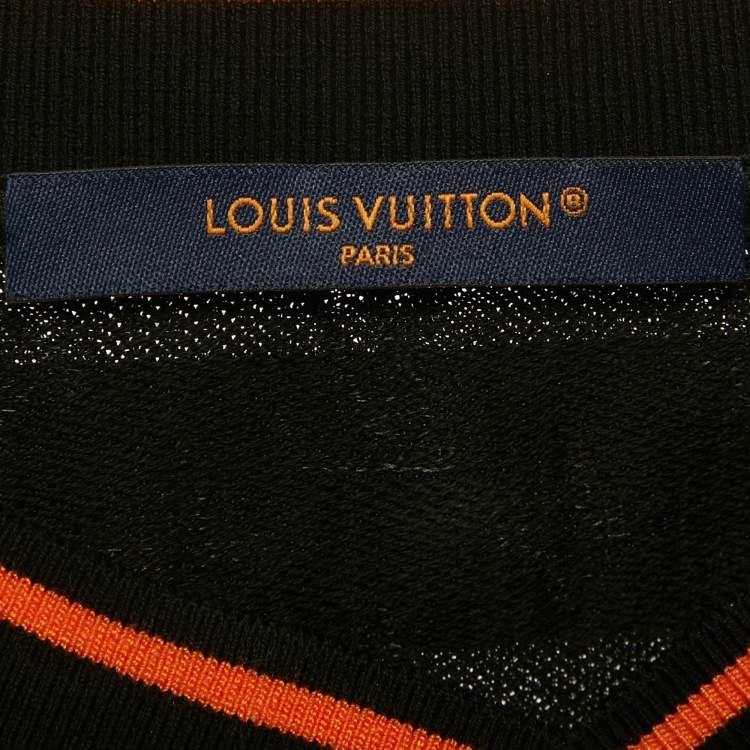 Pre Owned Louis Vuitton Black & Orange Jersey T-Shirt L