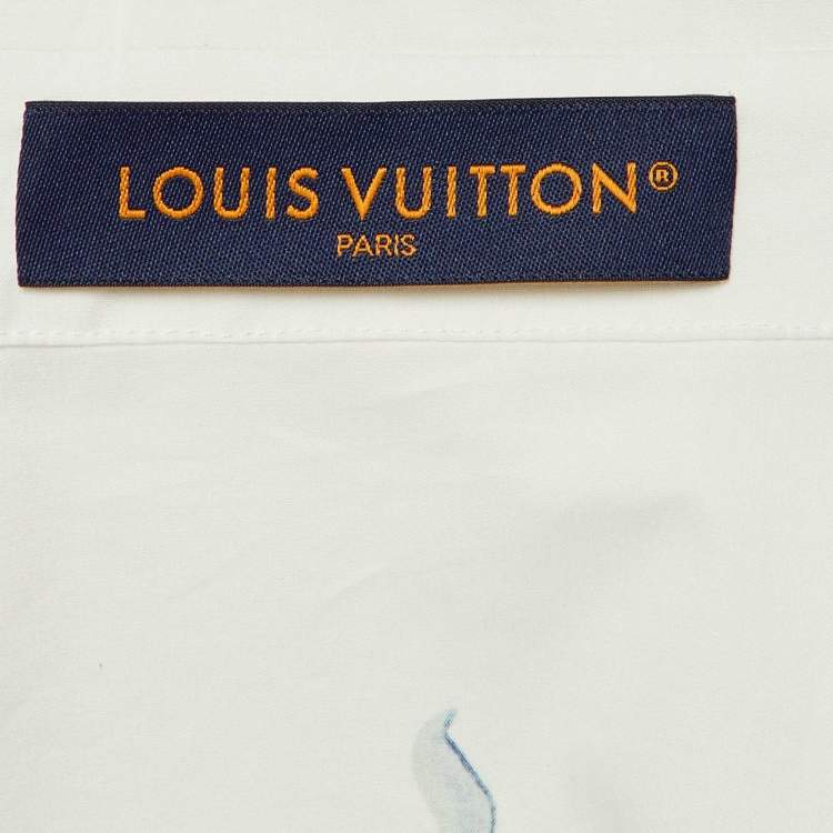 Pre Owned Louis Vuitton White /Blue Aqua Garden Monogram Button Up Shirt S