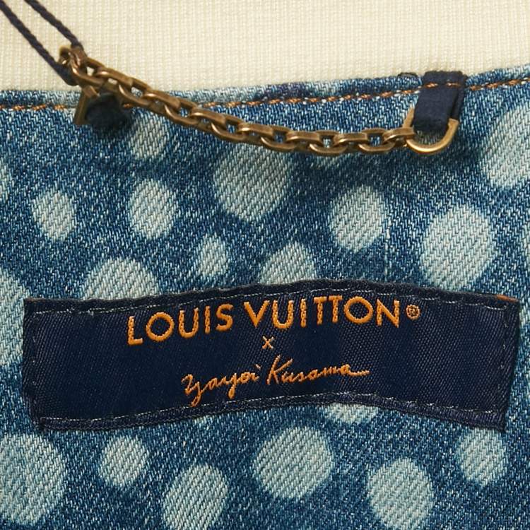 Pre Owned Louis Vuitton Blue Bleached Denim Rib Collar Shirt XL