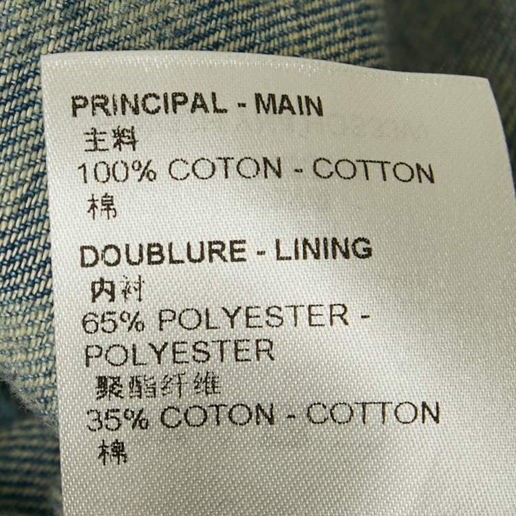 Pre Owned Louis Vuitton Blue Bleached Denim Rib Collar Shirt XL