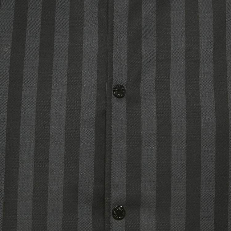 Pre Owned Louis Vuitton Navy Blue Striped Wool and Synthetic Reversible Jacket XL