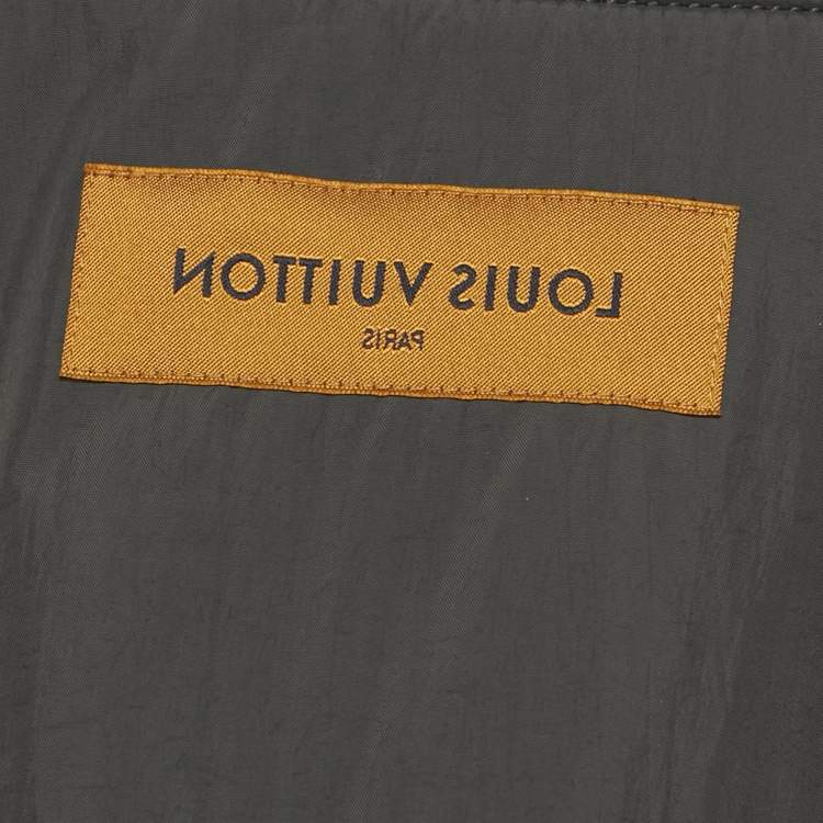 Pre Owned Louis Vuitton Navy Blue Striped Wool and Synthetic Reversible Jacket XL