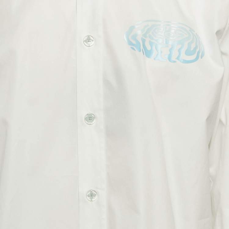 Pre Owned Louis Vuitton White LV Print Cotton Long Sleeve Shirt XL