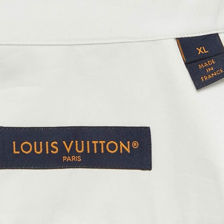 Pre Owned Louis Vuitton White LV Print Cotton Long Sleeve Shirt XL