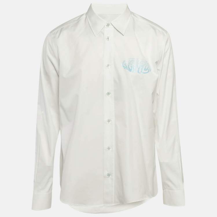 Pre Owned Louis Vuitton White LV Print Cotton Long Sleeve Shirt XL