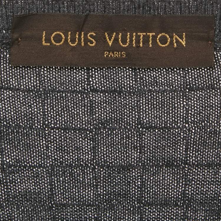 Pre Owned Louis Vuitton Grey Damier Wool Knit Sweater L