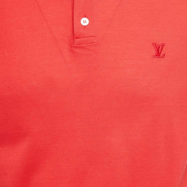 Pre Owned Louis Vuitton Red LV Embroidered Pique Polo T-Shirt M