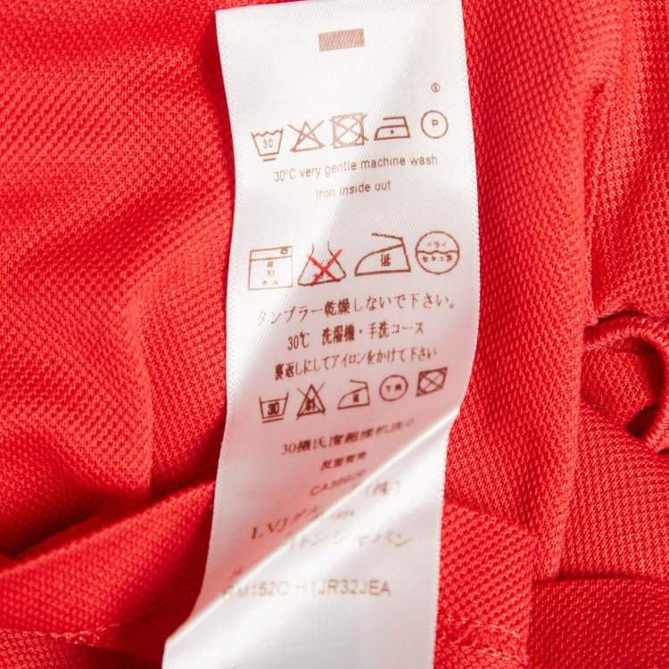 Pre Owned Louis Vuitton Red LV Embroidered Pique Polo T-Shirt M