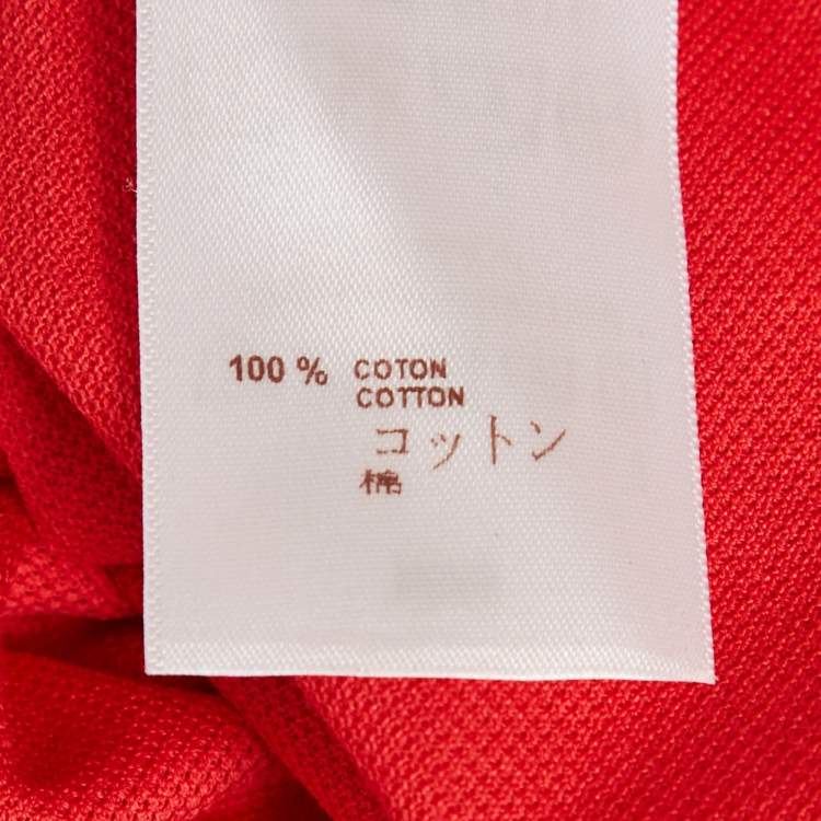 Pre Owned Louis Vuitton Red LV Embroidered Pique Polo T-Shirt M