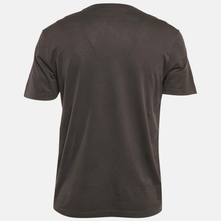 Pre Owned Louis Vuitton Grey Applique Jersey Crewneck T-Shirt M