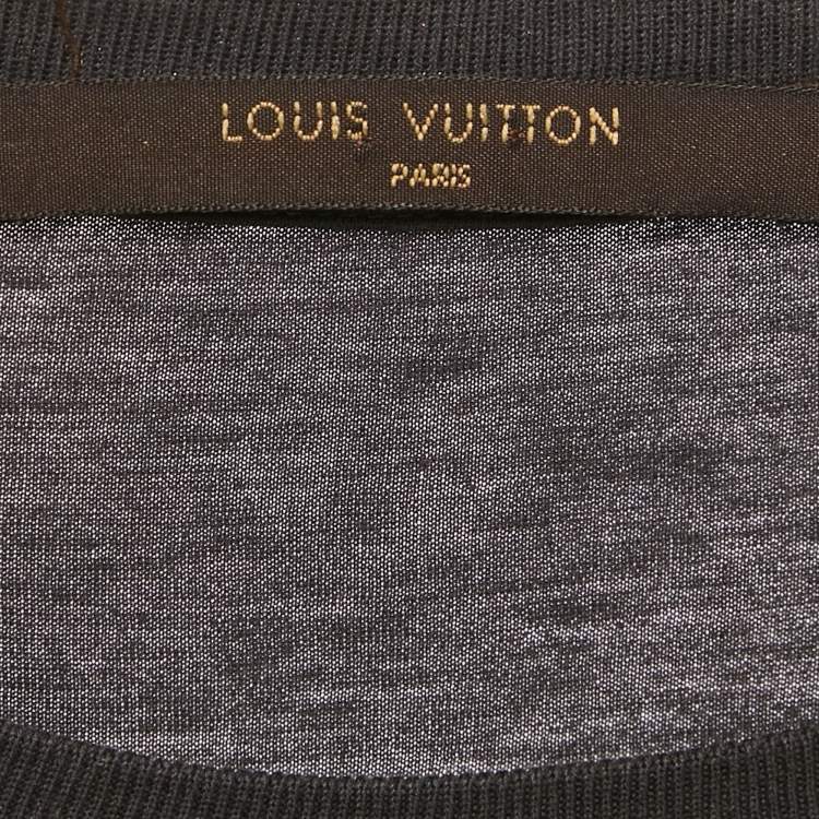 Pre Owned Louis Vuitton Grey Applique Jersey Crewneck T-Shirt M
