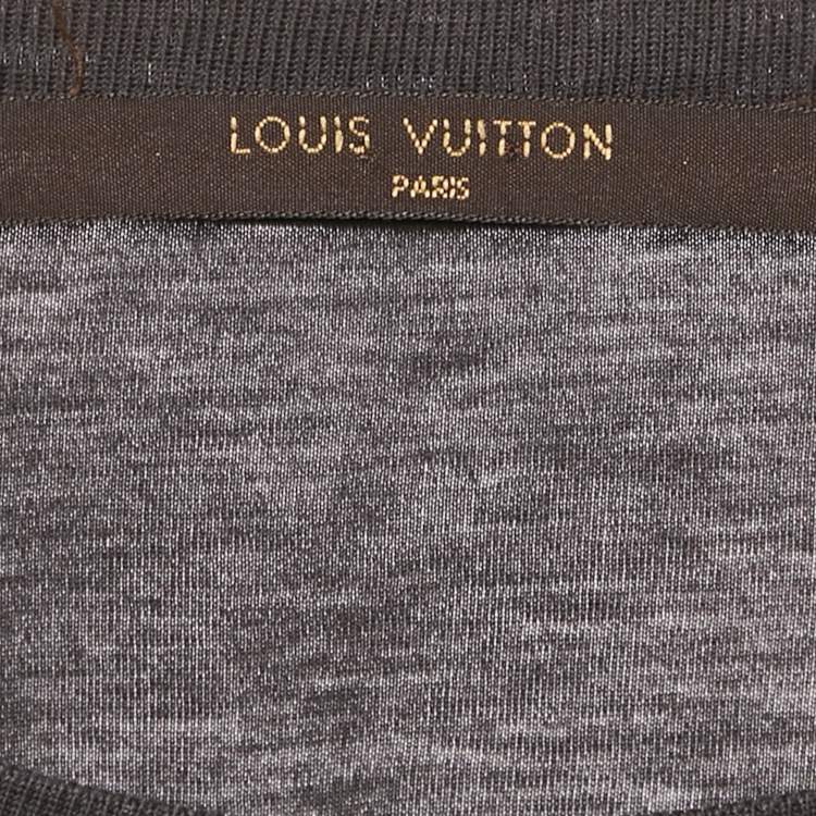 Pre Owned Louis Vuitton Grey Applique Jersey Crewneck T-Shirt M