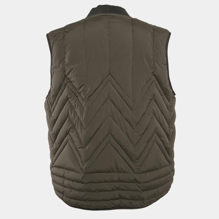 Pre Owned Louis Vuitton Olive Green Leather Trim Nylon Giltet 5XL