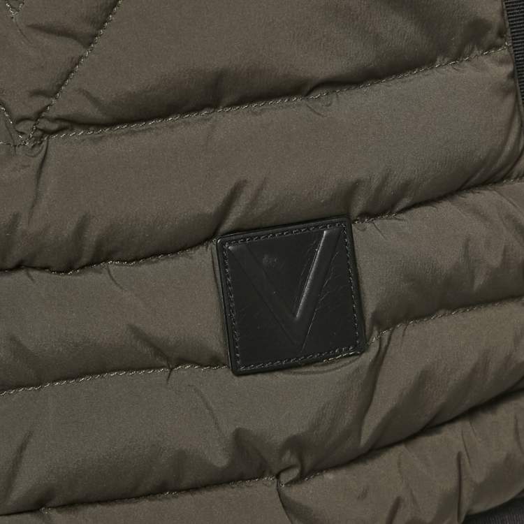 Pre Owned Louis Vuitton Olive Green Leather Trim Nylon Giltet 5XL