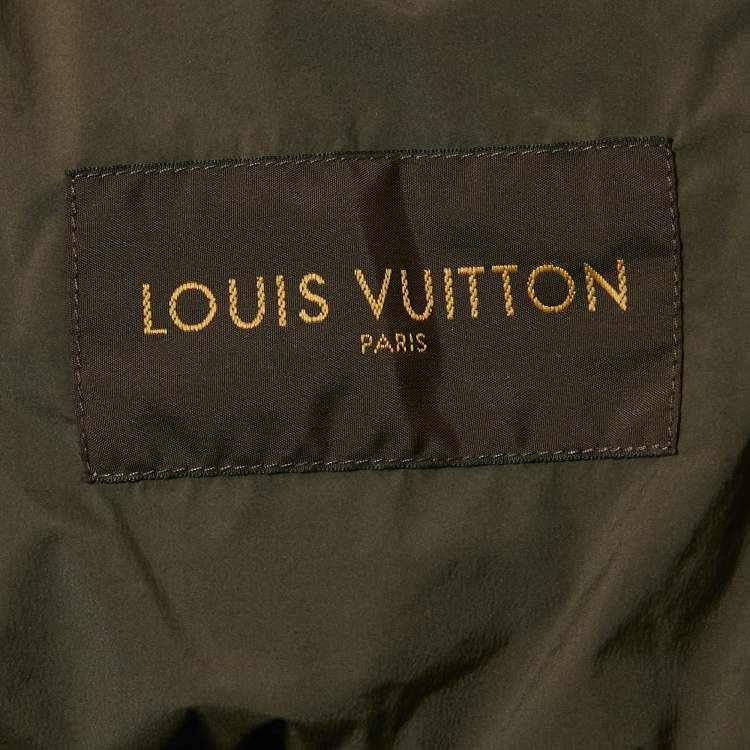 Pre Owned Louis Vuitton Olive Green Leather Trim Nylon Giltet 5XL
