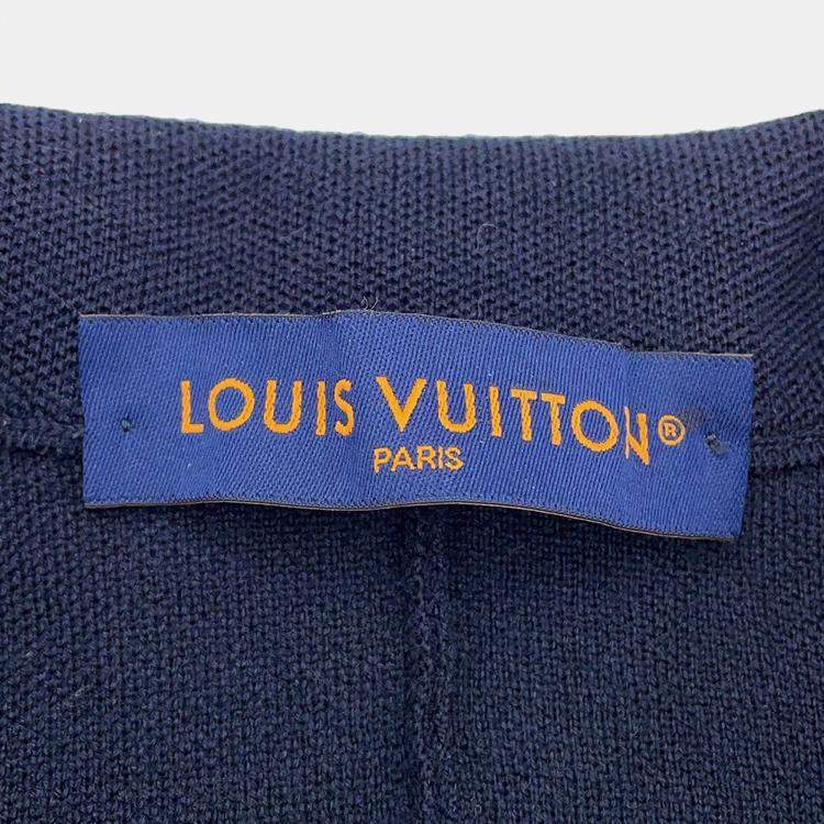 Pre Owned Louis Vuitton Monogram Jacket Navy Wool 100%  Size S 