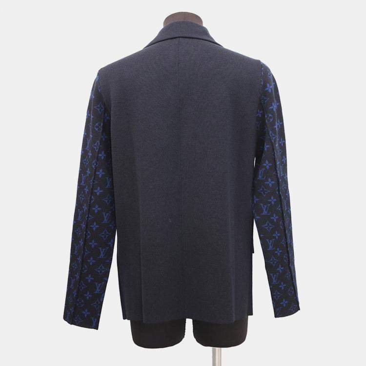 Pre Owned Louis Vuitton Monogram Jacket Navy Wool 100%  Size S 