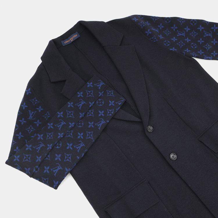 Pre Owned Louis Vuitton Monogram Jacket Navy Wool 100%  Size S 