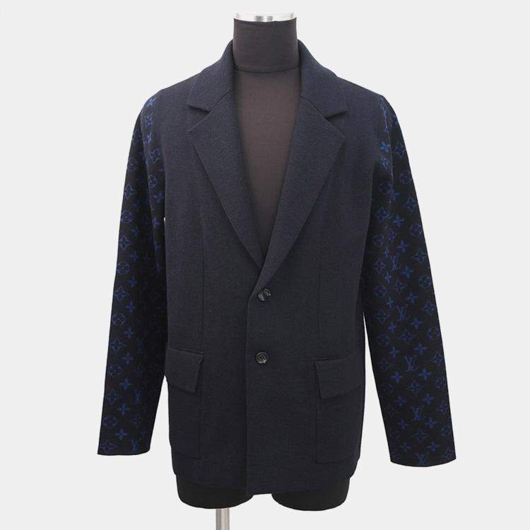 Pre Owned Louis Vuitton Monogram Jacket Navy Wool 100%  Size S 
