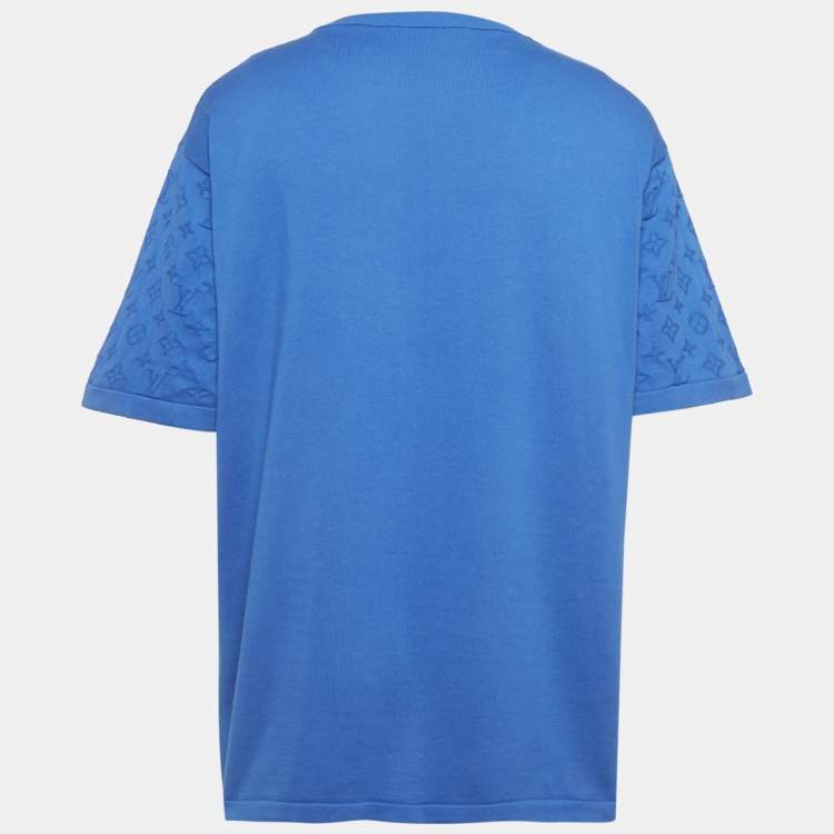 Pre Owned Louis Vuitton Blue Monogram Sleeve Cotton Knit T-Shirt 4L