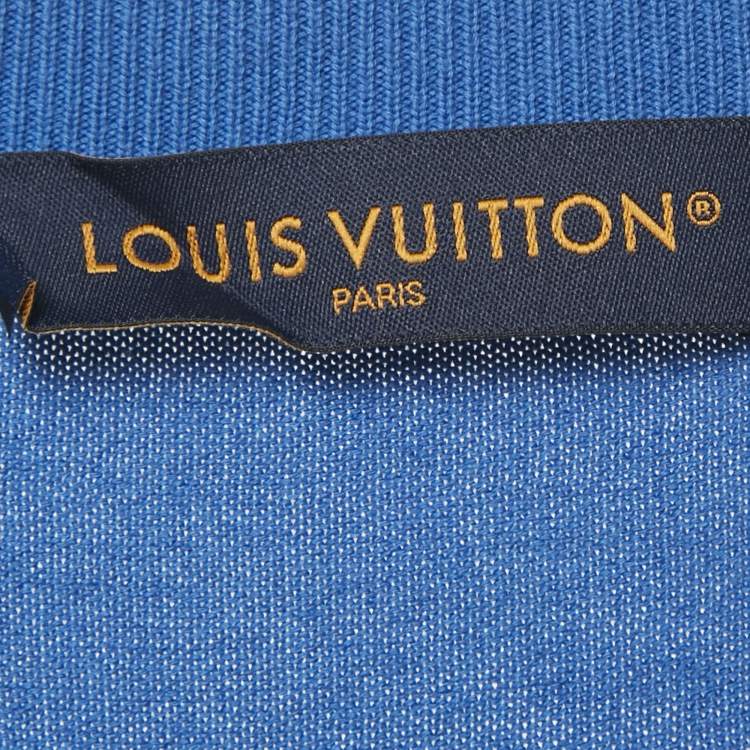 Pre Owned Louis Vuitton Blue Monogram Sleeve Cotton Knit T-Shirt 4L
