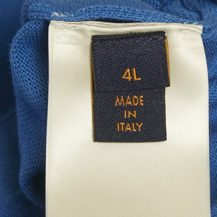 Pre Owned Louis Vuitton Blue Monogram Sleeve Cotton Knit T-Shirt 4L