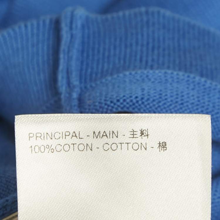 Pre Owned Louis Vuitton Blue Monogram Sleeve Cotton Knit T-Shirt 4L