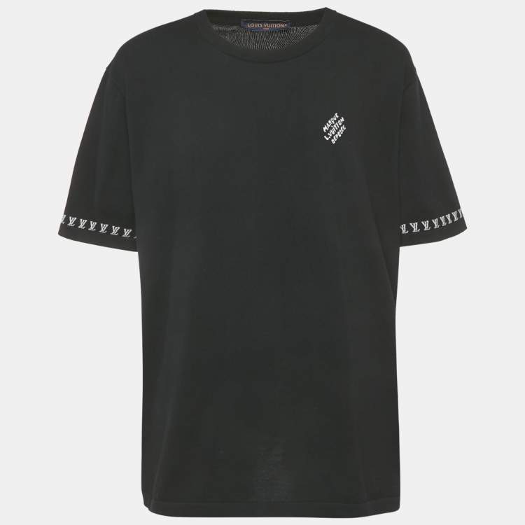Pre Owned Louis Vuitton Black Marque L.Vuitton déposée Intarsia Cotton T-Shirt 4L