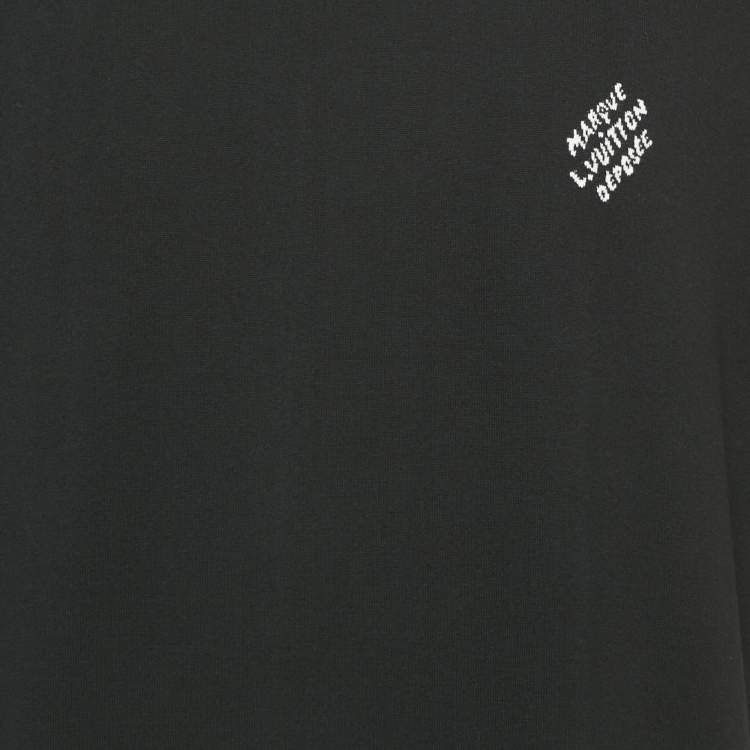 Pre Owned Louis Vuitton Black Marque L.Vuitton déposée Intarsia Cotton T-Shirt 4L