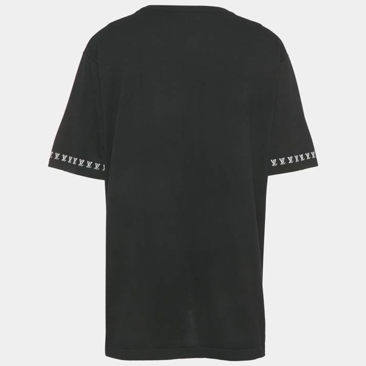 Pre Owned Louis Vuitton Black Marque L.Vuitton déposée Intarsia Cotton T-Shirt 4L