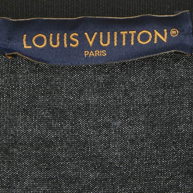 Pre Owned Louis Vuitton Black Marque L.Vuitton déposée Intarsia Cotton T-Shirt 4L